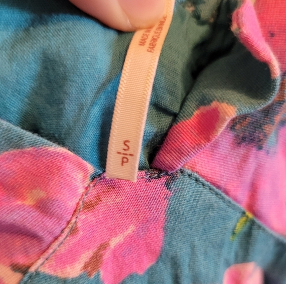 Free People Teal Pink Floral Open Back Midi Dress - Picture 8 of 11